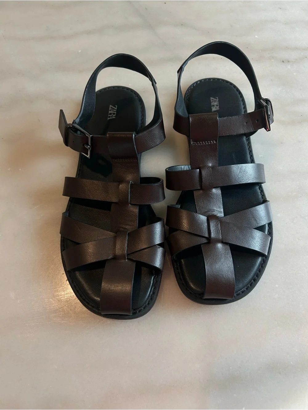 Sold!!!Brown Leather Cage Gladiator Sandals Size 37⁠  size us - Picture 2 of 9